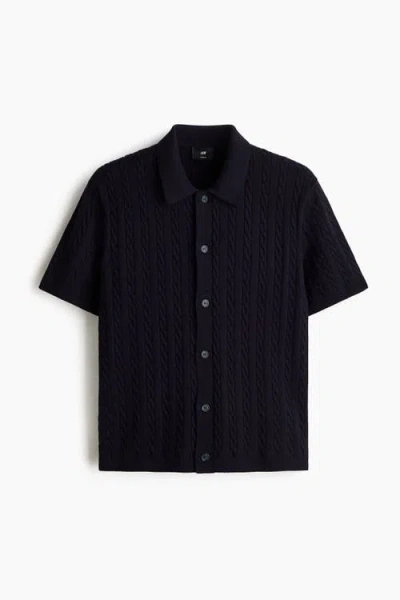 H&m Regular Fit Cable-knit Shirt In Blue