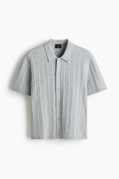 H&m Regular Fit Cable-knit Shirt In Gray