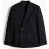 H&m Regular Fit Double-breasted Jacket In Black