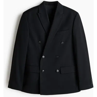 H&m Regular Fit Double-breasted Jacket In Black