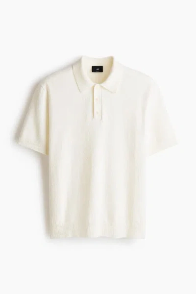 H&m Regular Fit Knitted Polo Shirt In Neutral