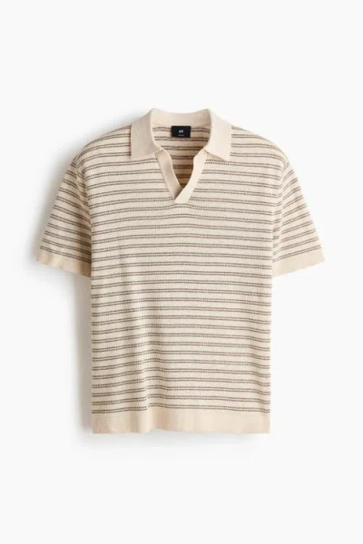 H&m Regular Fit Linen-blend Polo Shirt In Multi