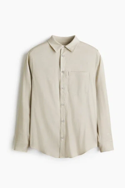 H&m Regular Fit Linen-blend Shirt In Neutral