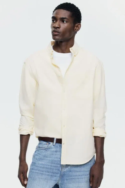 H&m Regular Fit Oxford Shirt In Neutral