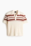 H&m Regular Fit Pointelle-knit Polo Shirt In White