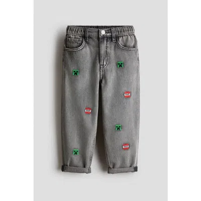 H&m Kids'  Regular Fit Printed  Jeans In Gray
