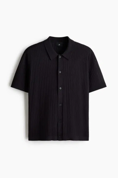 H&m Regular Fit Rib-knit Shirt In Blue