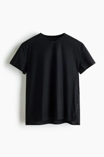 H&m Regular Fit Running T-shirt With Drymove In Black