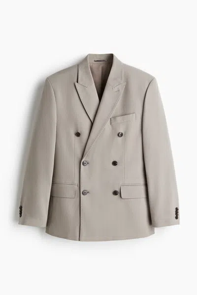 H&m Regular-fit Double-breasted Jacket In Gray