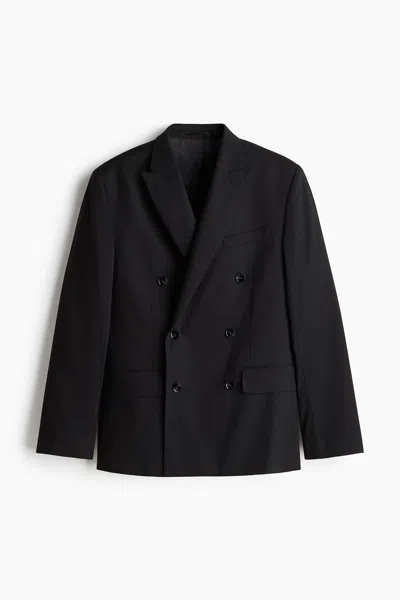 H&m Regular-fit Double-breasted Jacket In Animal Print