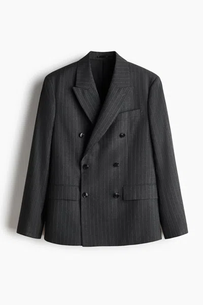 H&m Regular-fit Double-breasted Jacket In Black