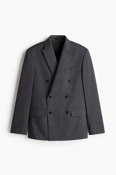 H&m Regular-fit Double-breasted Jacket In Gray