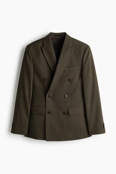 H&m Regular-fit Double-breasted Jacket In Green