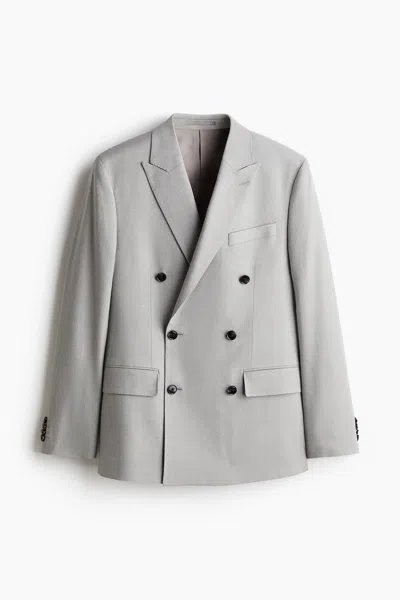 H&m Regular-fit Double-breasted Jacket In Gray