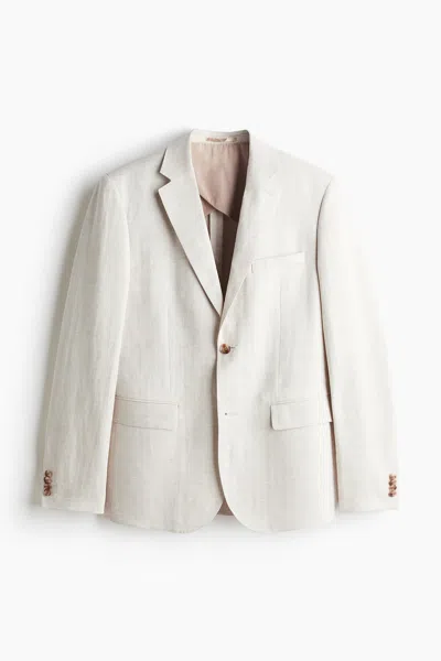 H&m Regular-fit Linen-blend Jacket In Gray