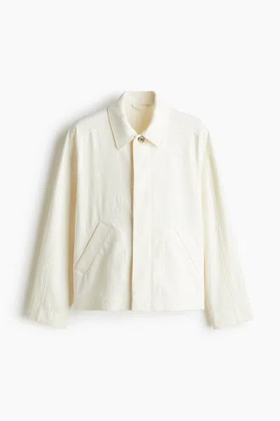 H&m Regular-fit Linen-blend Jacket In White
