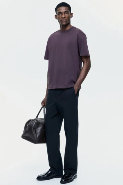 H&m Regular-fit Linen-blend Pants In Black