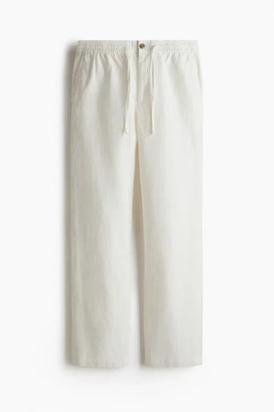 H&m Regular-fit Linen-blend Pants In White