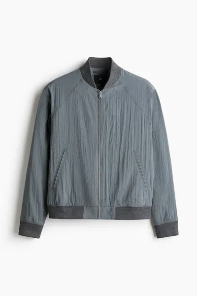 H&m Regular-fit Lyocell-blend Bomber Jacket In Blue
