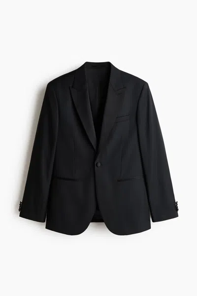 H&m Regular-fit Wool-blend Tuxedo Jacket In Black