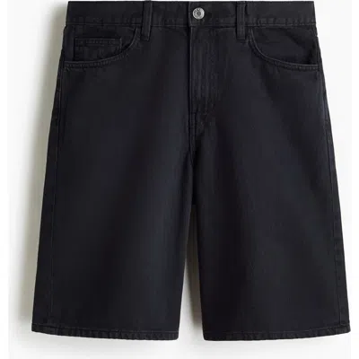 H&m Relaxed Denim Shorts In Black