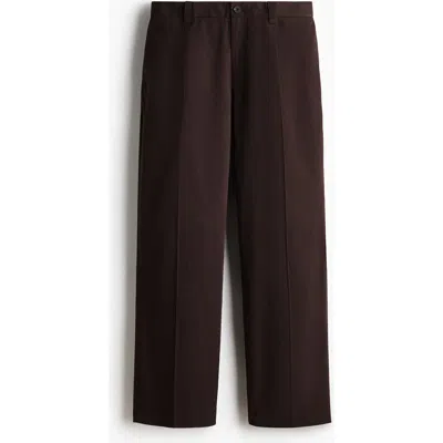 H&m Relaxed Fit Cotton And Lyocell Tailored Trousers In Brown