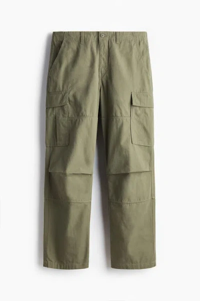H&m Relaxed Fit Cotton Cargo Trousers In Gray