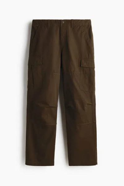 H&m Relaxed Fit Cotton Cargo Trousers In Green