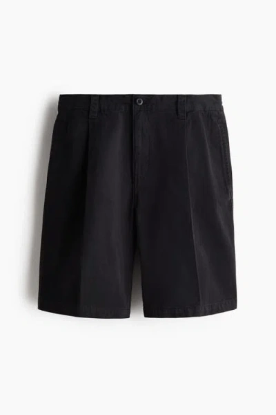 H&m Relaxed Fit Cotton Chino Shorts In Black
