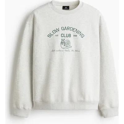 H&m Relaxed Fit Embroidery-motif Sweatshirt In Neutral