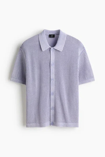 H&m Relaxed Fit  Hole-knit Shirt In Blue