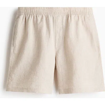 H&m Relaxed Fit Linen Shorts In Neutral