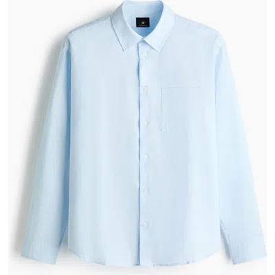 H&m Relaxed Fit Linen-blend Shirt In Blue