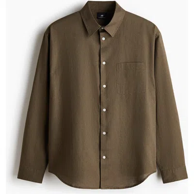H&m Relaxed Fit Linen-blend Shirt In Brown