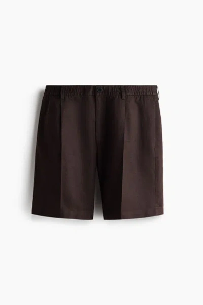 H&m Relaxed Fit Linen-blend Shorts In Brown