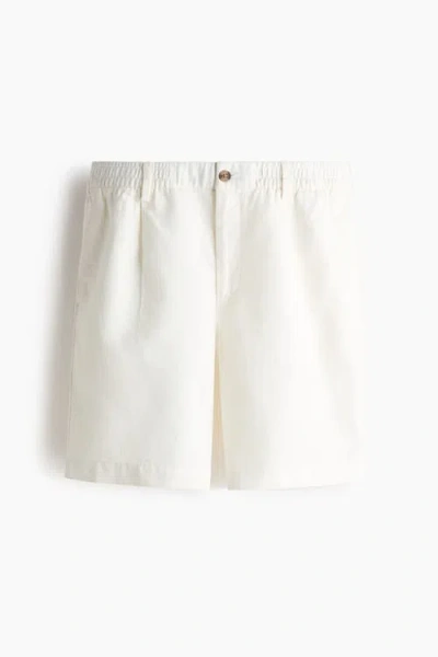 H&m Relaxed Fit Linen-blend Shorts In White