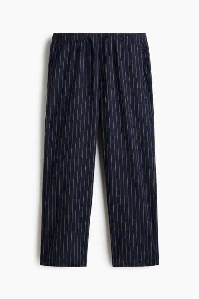 H&m Relaxed Fit Linen-blend Trousers In Blue