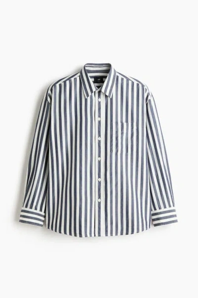 H&m Relaxed Fit Poplin Shirt In Blue