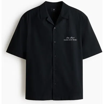 H&m Relaxed Fit Printed Resort Shirt In Black