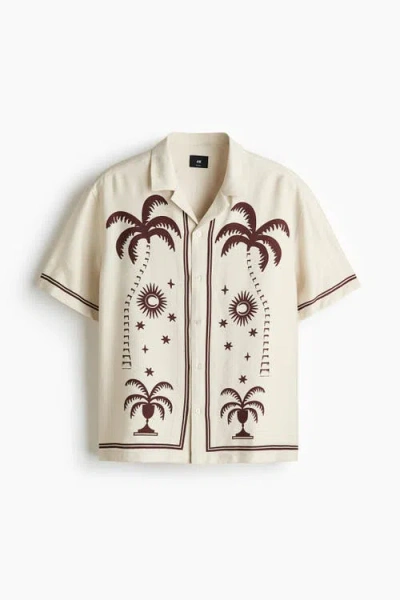H&m Relaxed Fit Printed Resort Shirt In Neutral