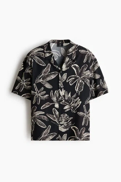 H&m Relaxed Fit Resort Shirt In Black