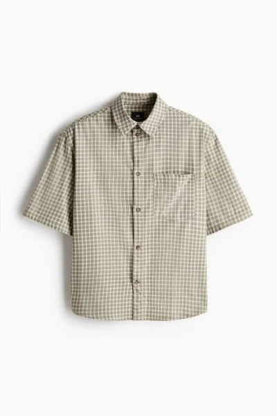 H&m Relaxed Fit Short-sleeved Cotton Shirt In Brown