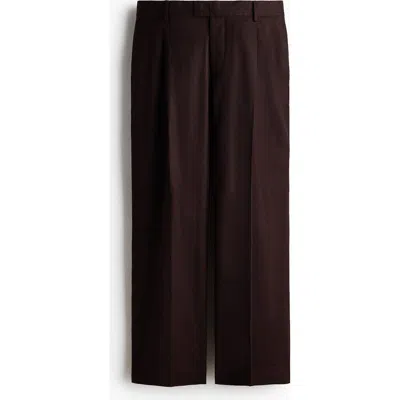 H&m Relaxed Fit Tailored Linen-blend Trousers In Brown