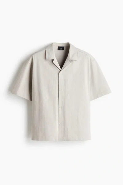 H&m Relaxed Fit Textured Resort Shirt In Neutral
