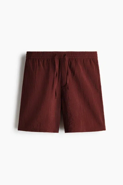 H&m Relaxed Fit Textured Shorts In Red