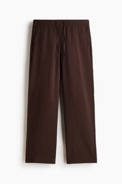 H&m Relaxed Fit Textured Trousers In Brown