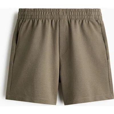 H&m Relaxed Fit Waffled Shorts In Gray