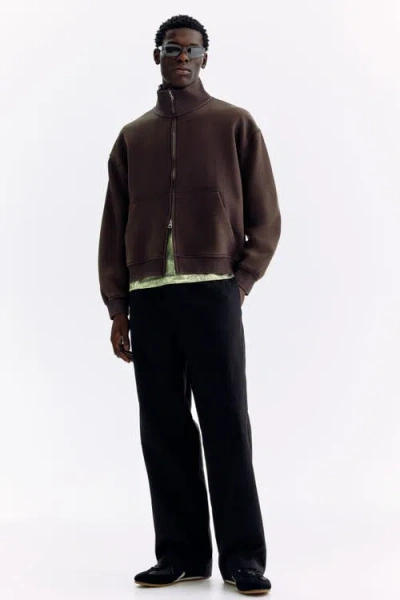 H&m Relaxed-fit Boxy Track Jacket In Brown