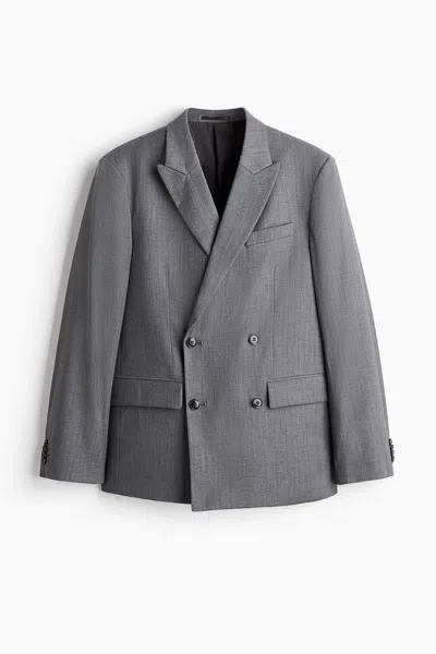 H&m Relaxed-fit Double-breasted Jacket In Gray