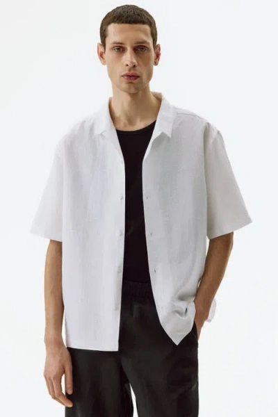 H&m Relaxed-fit Linen-blend Resort Shirt In White